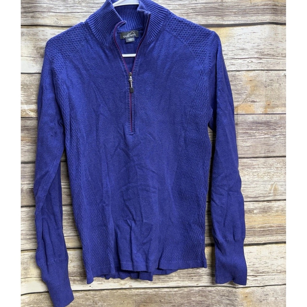 Eddie Bauer Purple Cotton 1/2 Half Zip Pullover Women's Large Baseโ Layer